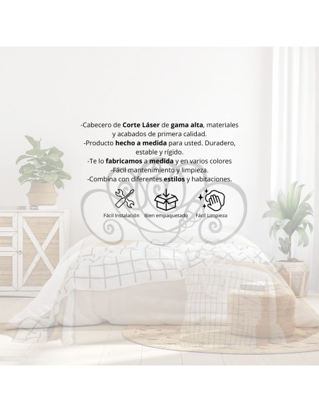 Detalle del cabecero Úrsula fabricado en España con acero resistente